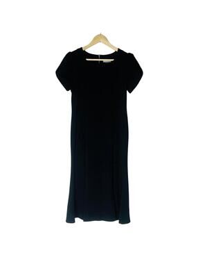 NWOT Marc New York Black Midi Sheath Dress 12P Cap Ruffle Sleeves Career Work